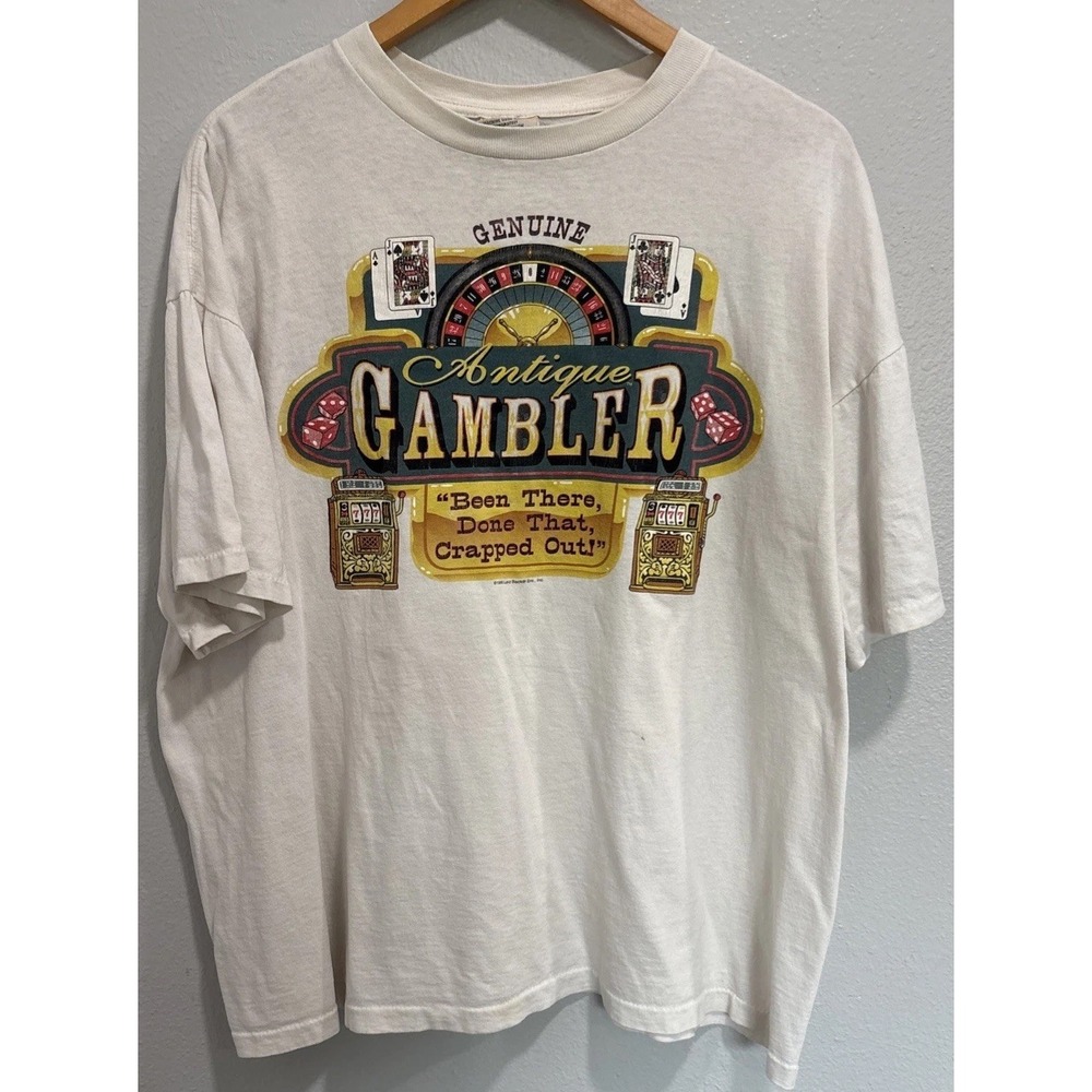 Vtg 1996 Single Stitch Antique Gambler USA Casino Slots Virginia City T-Shirt XL